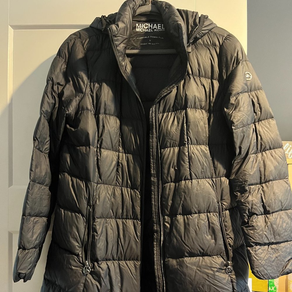 Michael Kors Black Womens Puffer long jacket